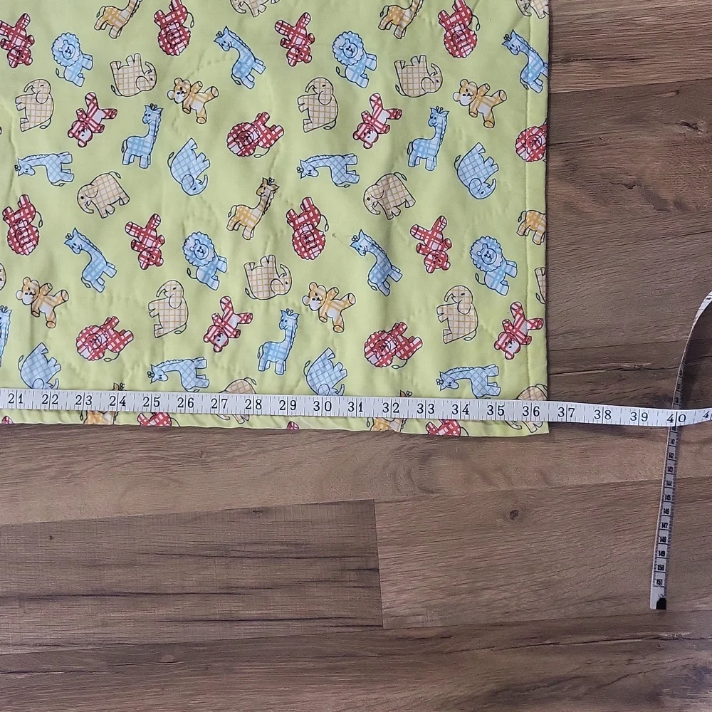 Handmade Yellow White Embroidered Animal Baby Quilt Blanket
